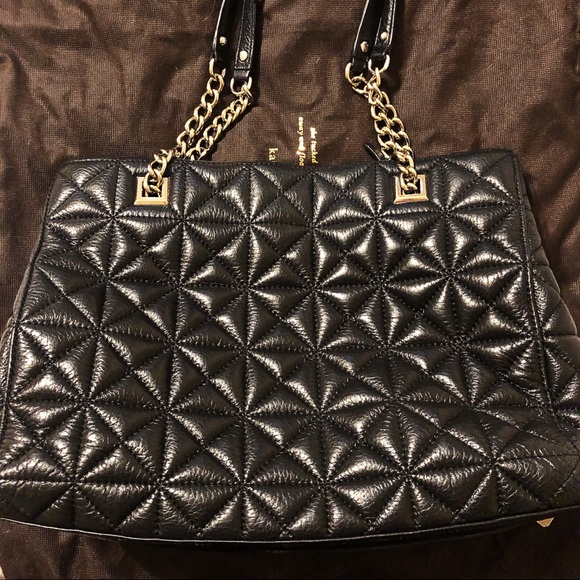 SOLD Kate Spade Black Leather Quilted Tote - Picture 2 of 8